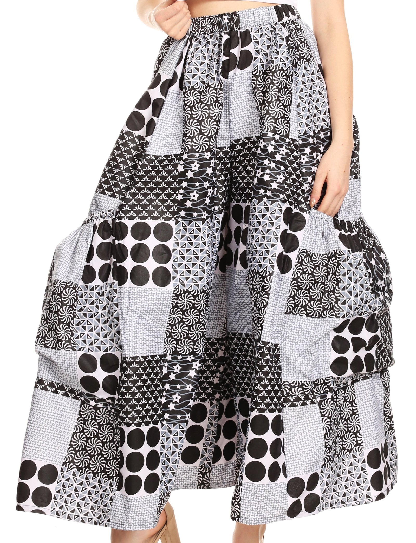 Pantalones culotte de pierna ancha con estampado africano Ankara para mujer de Sakkas Duru, cintura elástica