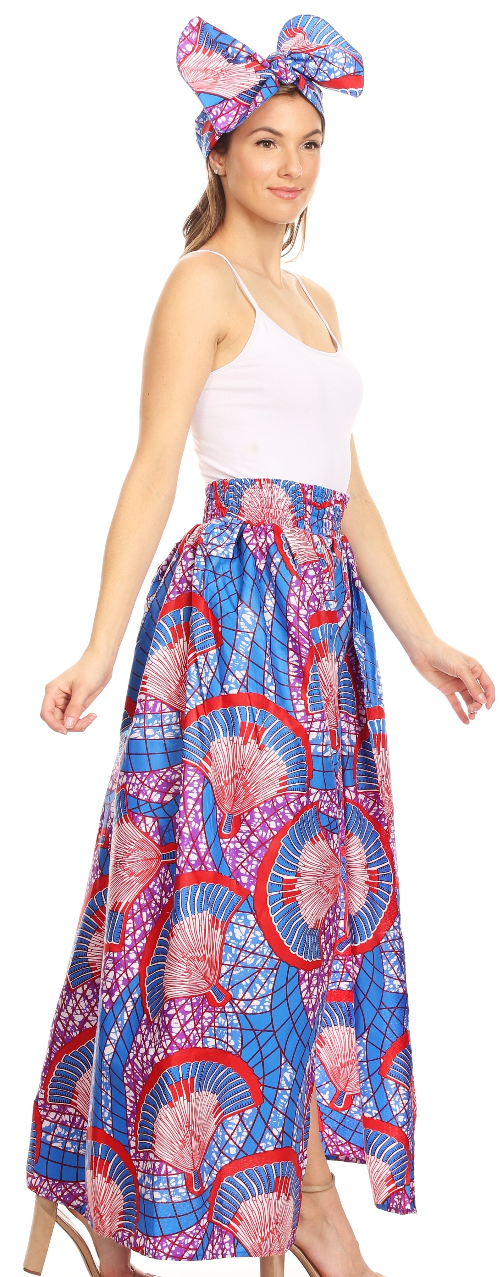 Sakkas Tasha Women's African Ankara Wax Capri Harem Pants w/Pockets & Overlay
