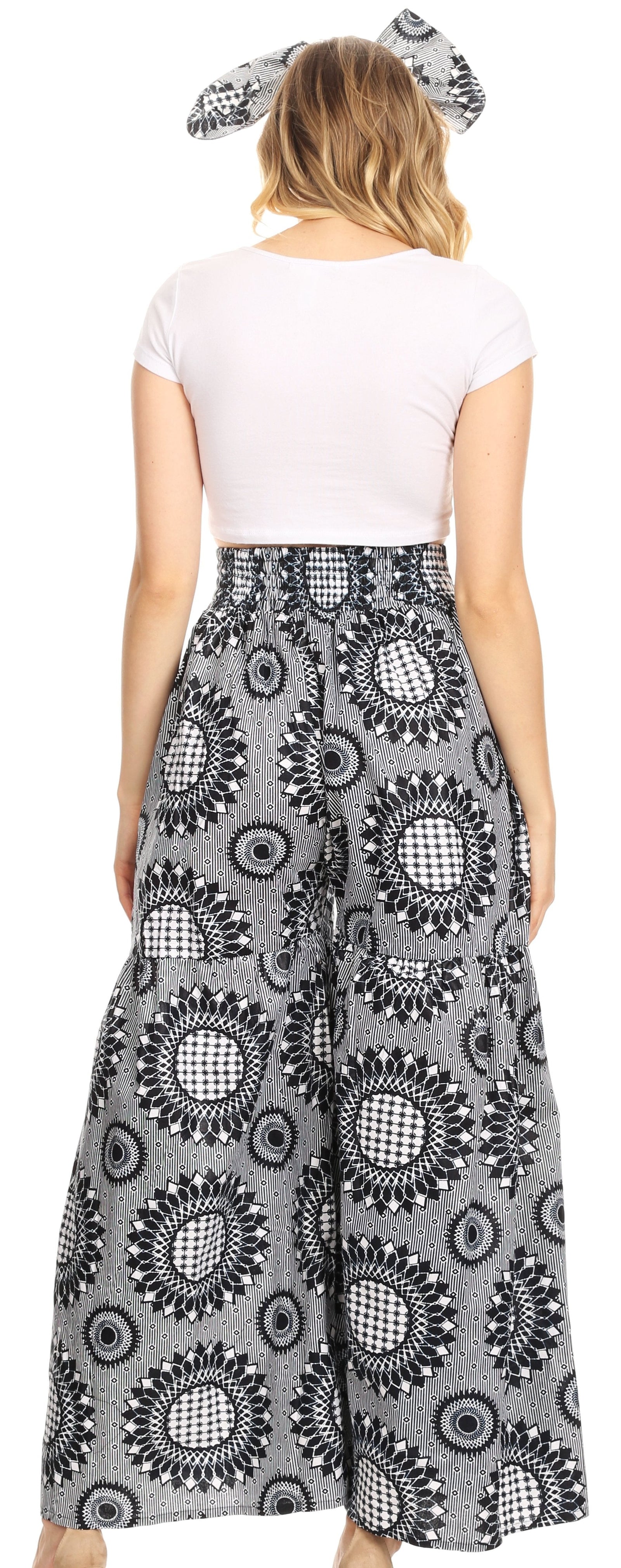 Pantalones palazzo de pierna ancha acampanados con bolsillos de estilo africano Ankara para mujer de Sakkas Esme