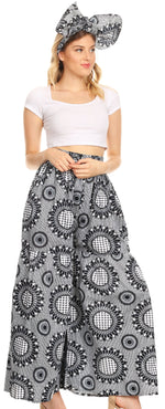 Pantalones palazzo de pierna ancha acampanados con bolsillos de estilo africano Ankara para mujer de Sakkas Esme