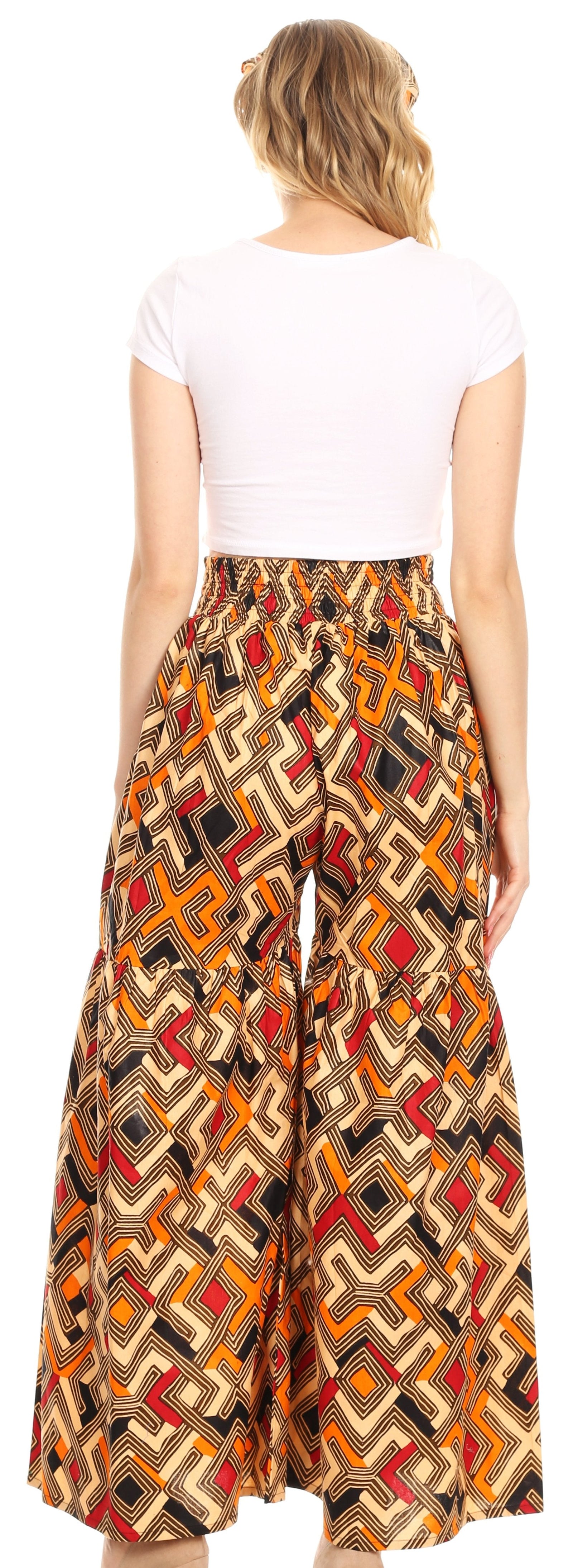 Pantalones palazzo de pierna ancha acampanados con bolsillos de estilo africano Ankara para mujer de Sakkas Esme