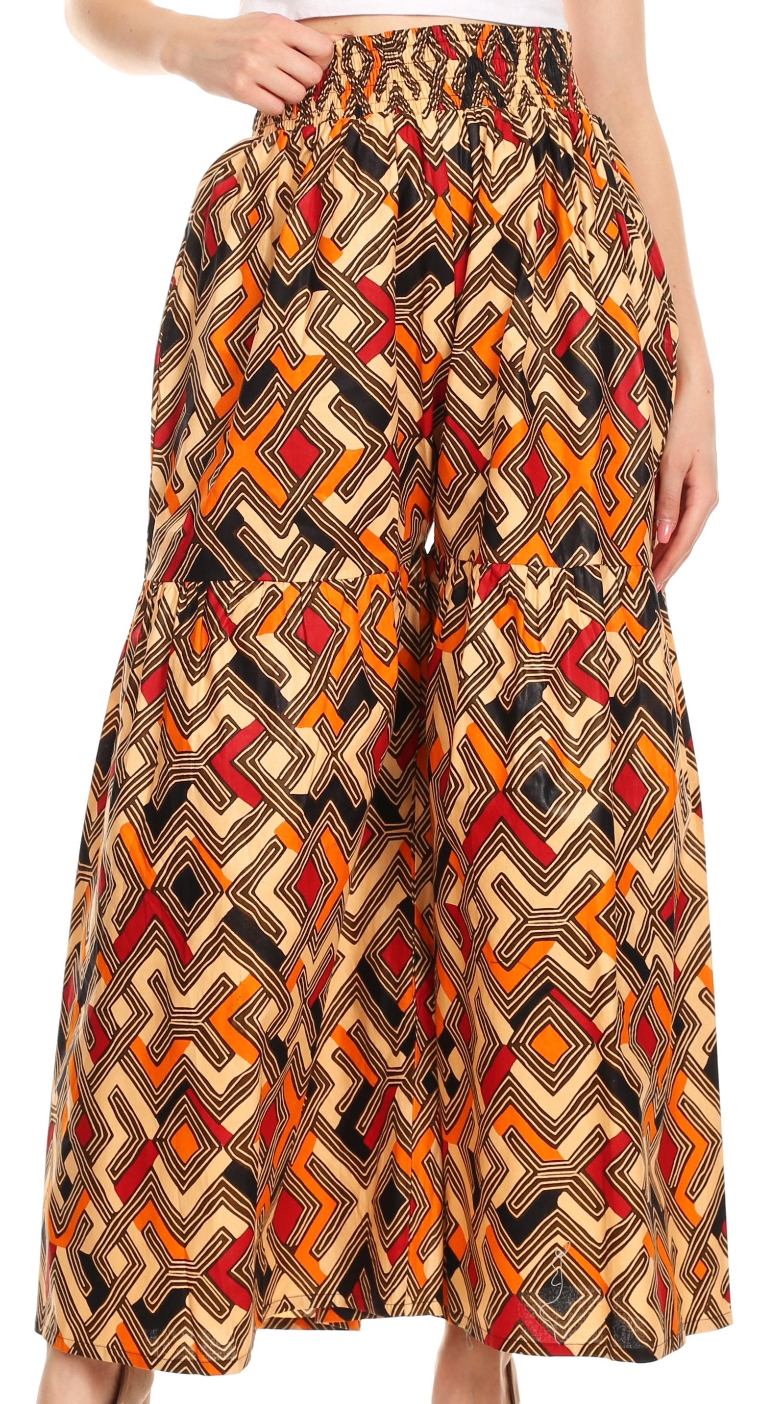 Pantalones palazzo de pierna ancha acampanados con bolsillos de estilo africano Ankara para mujer de Sakkas Esme