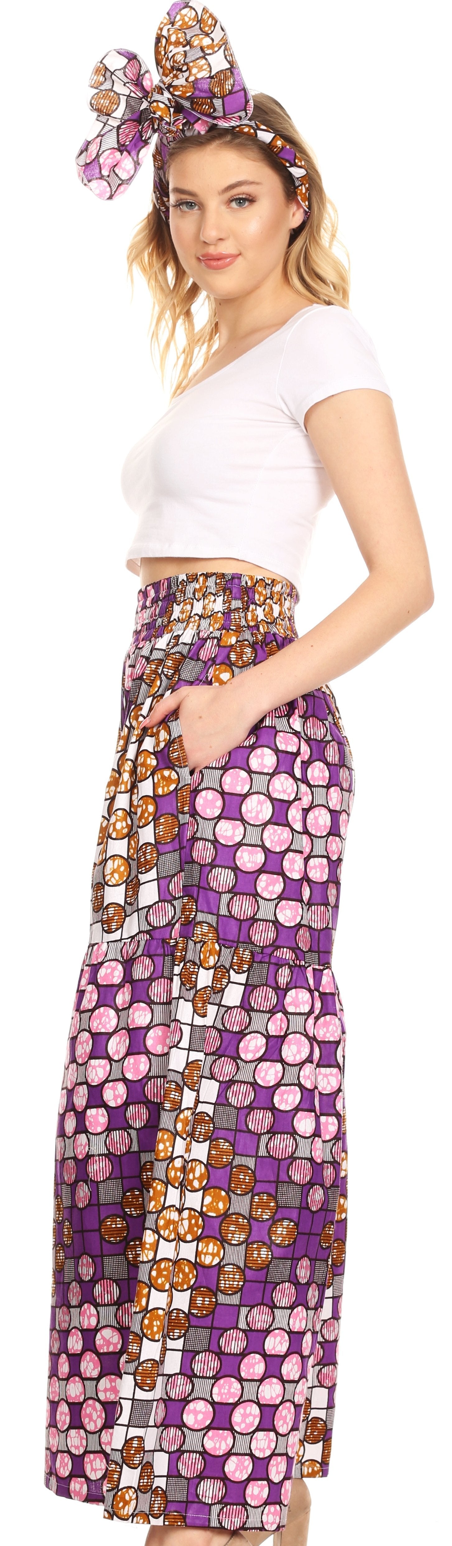 Pantalones palazzo de pierna ancha acampanados con bolsillos de estilo africano Ankara para mujer de Sakkas Esme