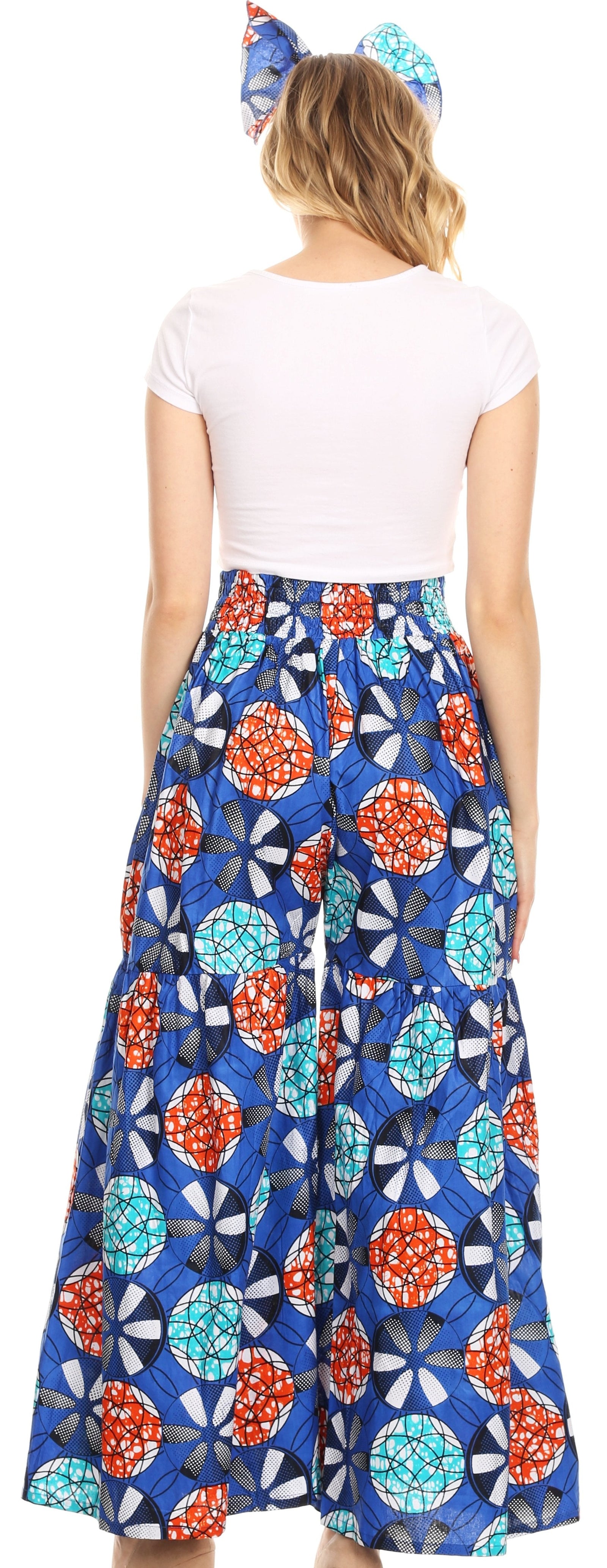 Pantalones palazzo de pierna ancha acampanados con bolsillos de estilo africano Ankara para mujer de Sakkas Esme