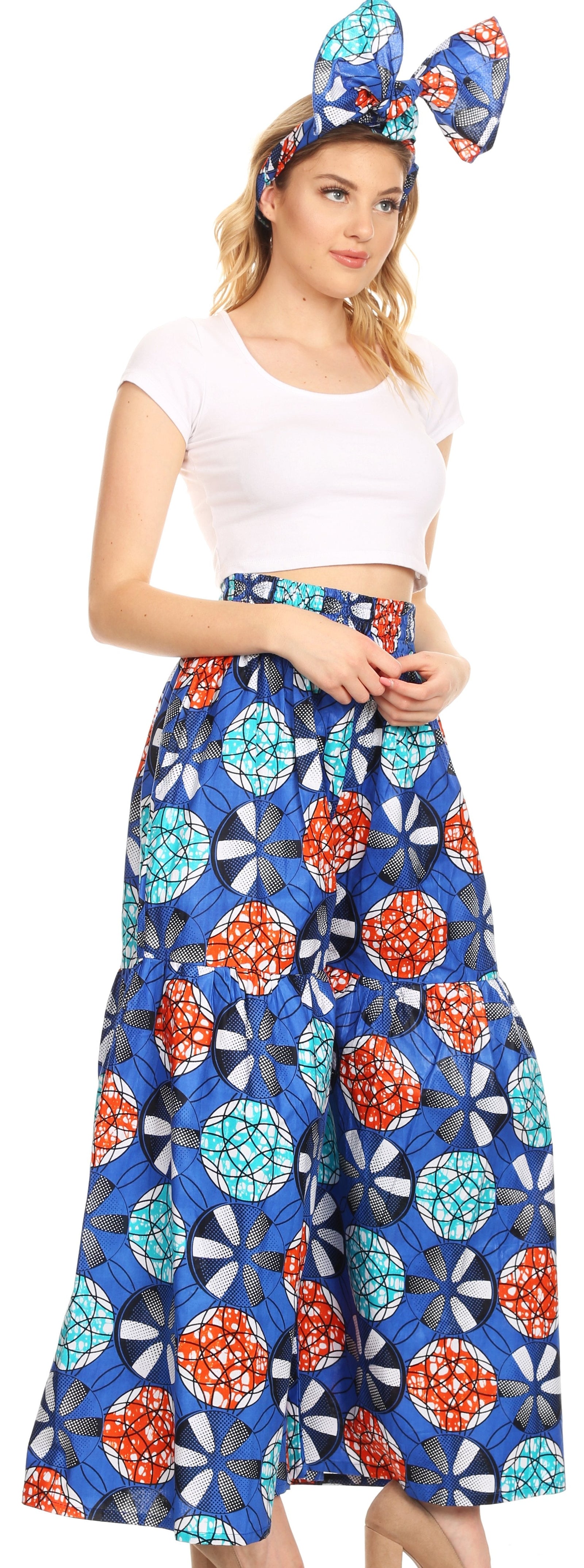 Pantalones palazzo de pierna ancha acampanados con bolsillos de estilo africano Ankara para mujer de Sakkas Esme