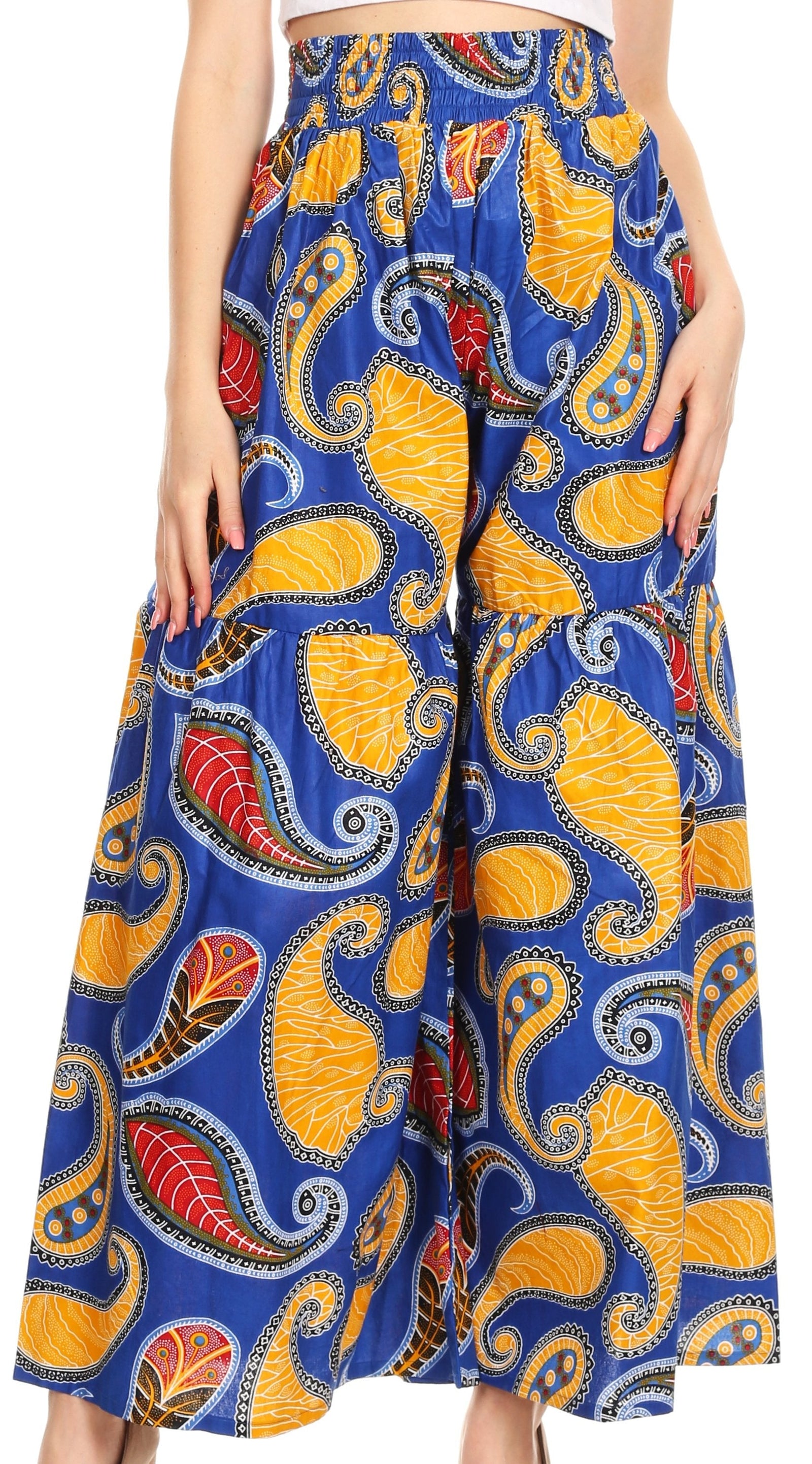 Pantalones palazzo de pierna ancha acampanados con bolsillos de estilo africano Ankara para mujer de Sakkas Esme