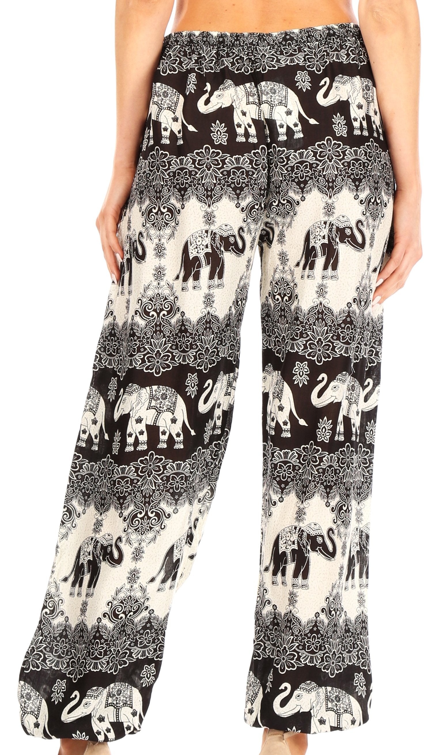 Pantalones de yoga Sakkas Akilla con estampado de elefante para mujer, cintura elástica y bolsillo