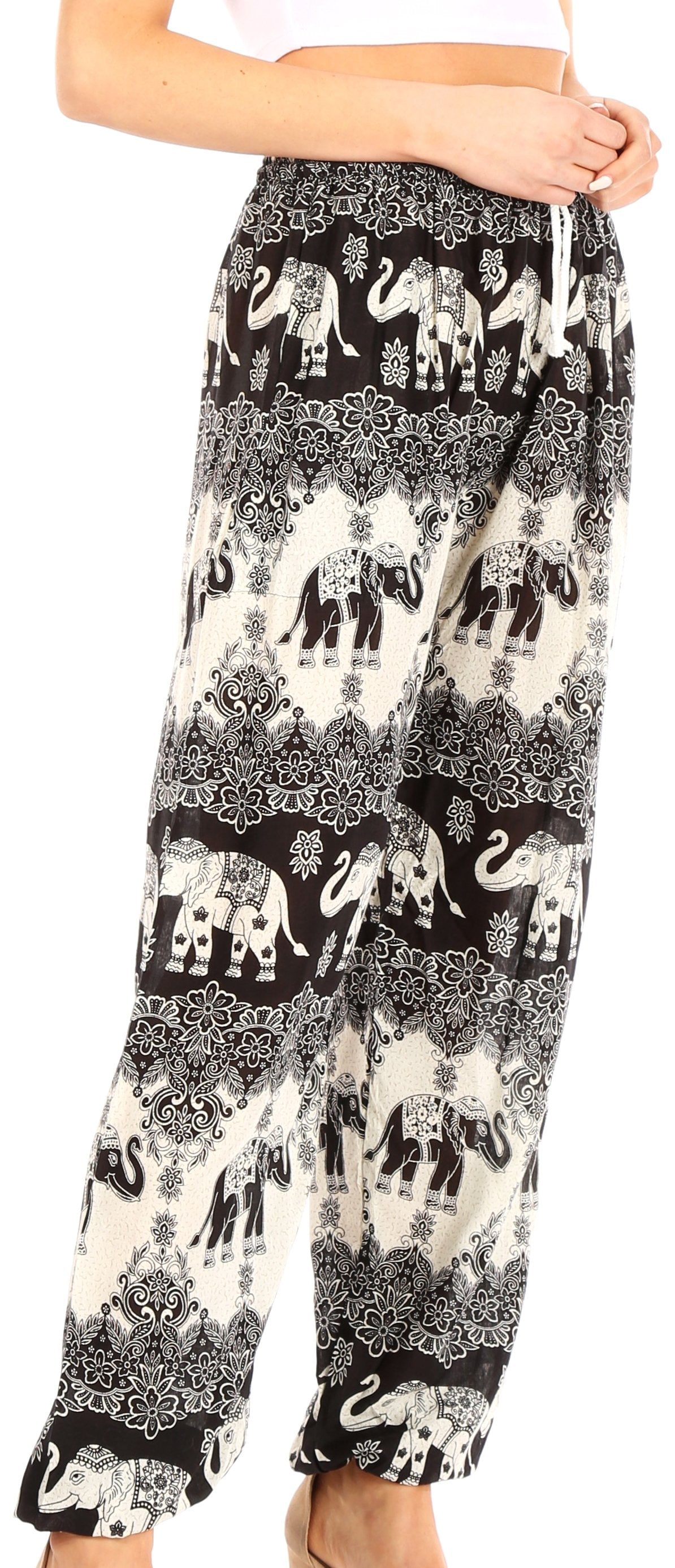 Pantalones de yoga Sakkas Akilla con estampado de elefante para mujer, cintura elástica y bolsillo