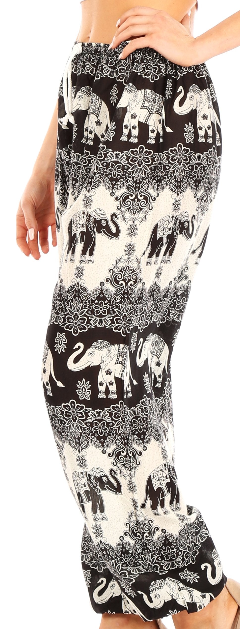 Pantalones de yoga Sakkas Akilla con estampado de elefante para mujer, cintura elástica y bolsillo