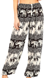 Pantalones de yoga Sakkas Akilla con estampado de elefante para mujer, cintura elástica y bolsillo