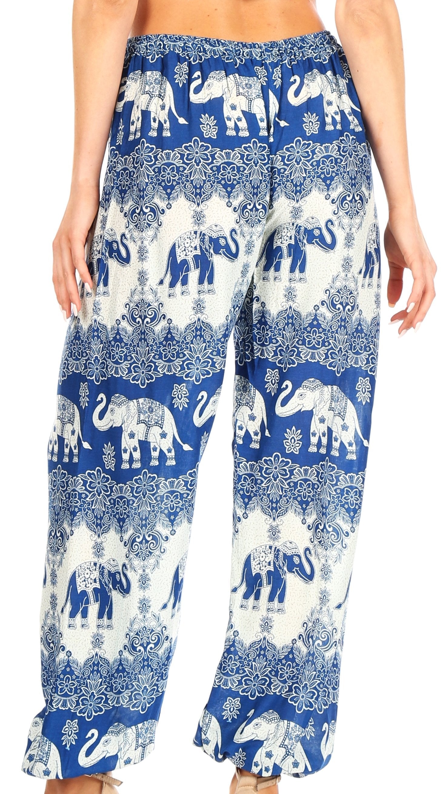 Pantalones de yoga Sakkas Akilla con estampado de elefante para mujer, cintura elástica y bolsillo