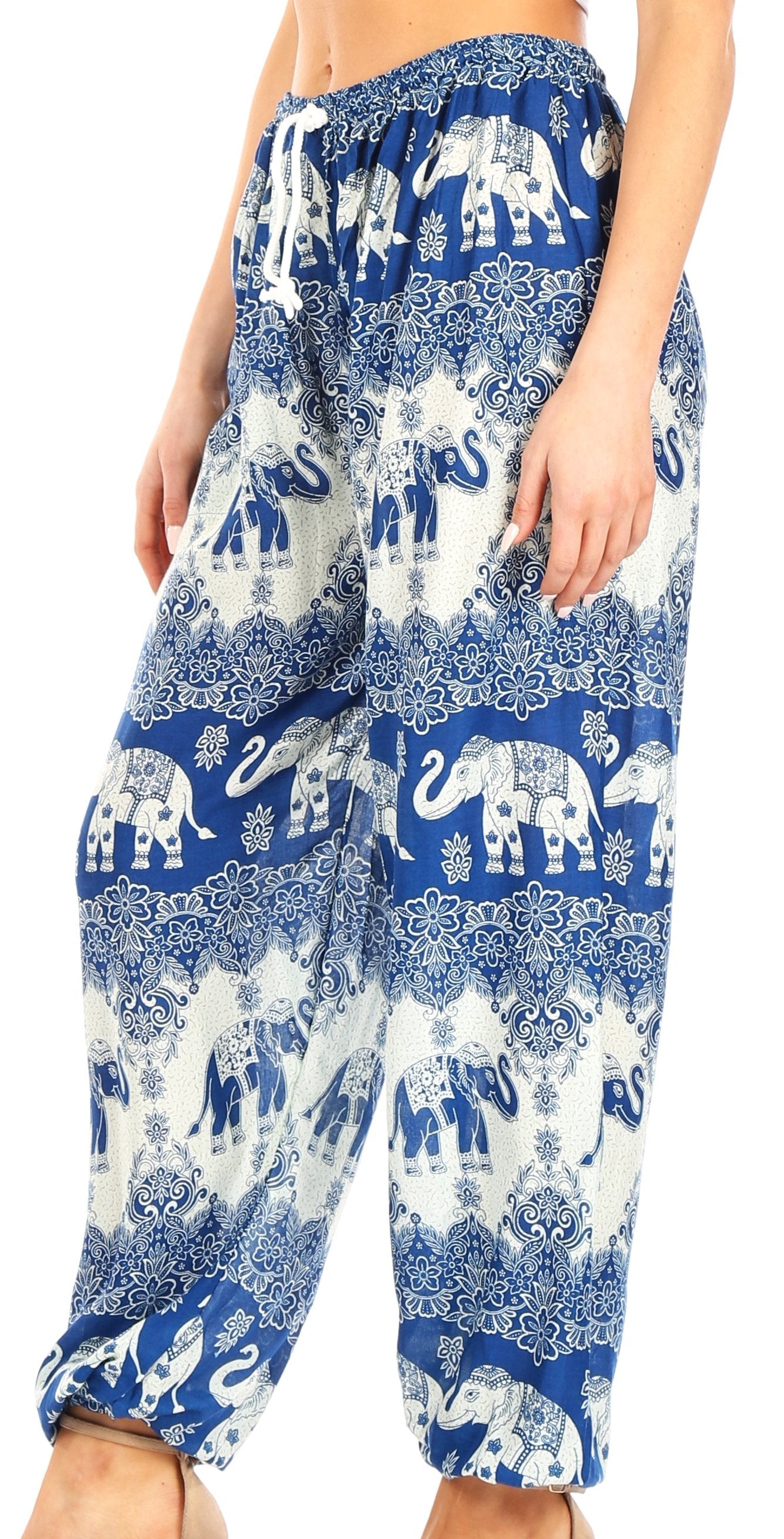 Pantalones de yoga Sakkas Akilla con estampado de elefante para mujer, cintura elástica y bolsillo