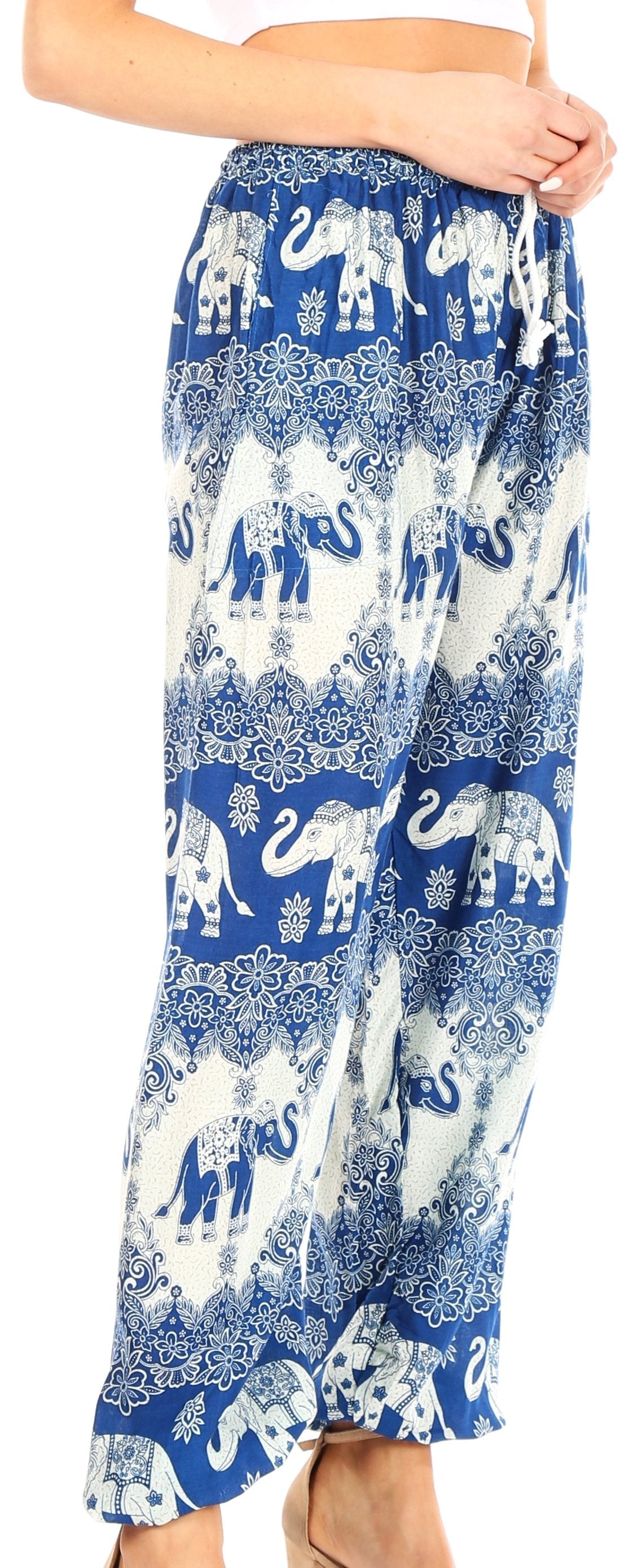 Pantalones de yoga Sakkas Akilla con estampado de elefante para mujer, cintura elástica y bolsillo