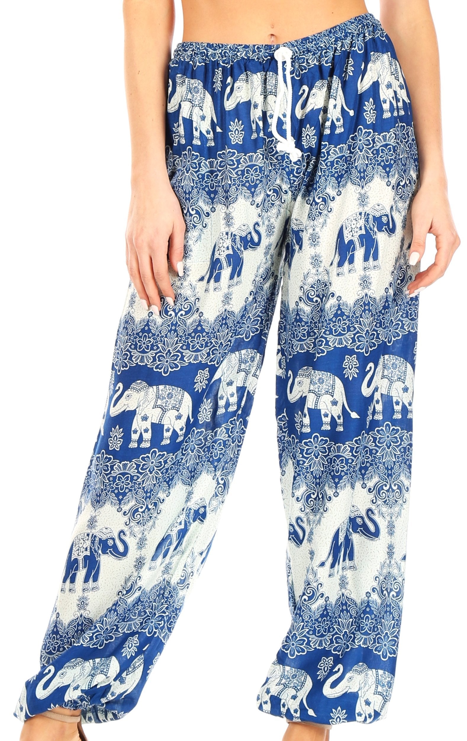 Pantalones de yoga Sakkas Akilla con estampado de elefante para mujer, cintura elástica y bolsillo