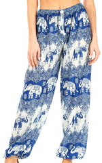 Pantalones de yoga Sakkas Akilla con estampado de elefante para mujer, cintura elástica y bolsillo