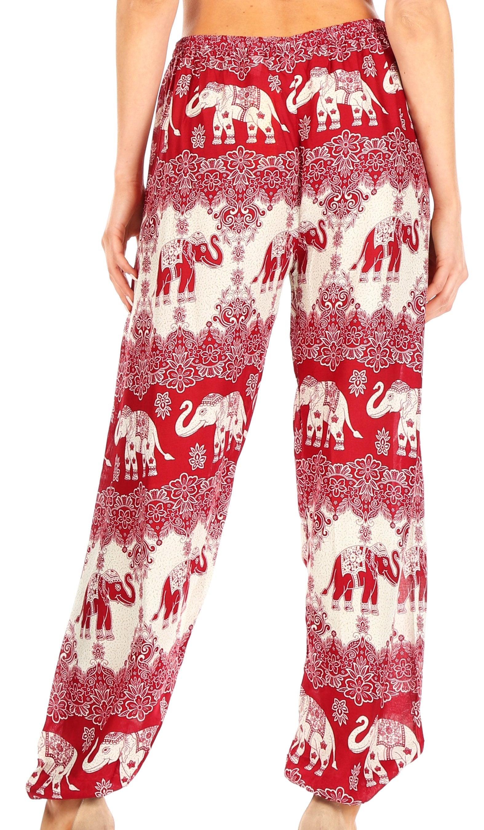 Pantalones de yoga Sakkas Akilla con estampado de elefante para mujer, cintura elástica y bolsillo
