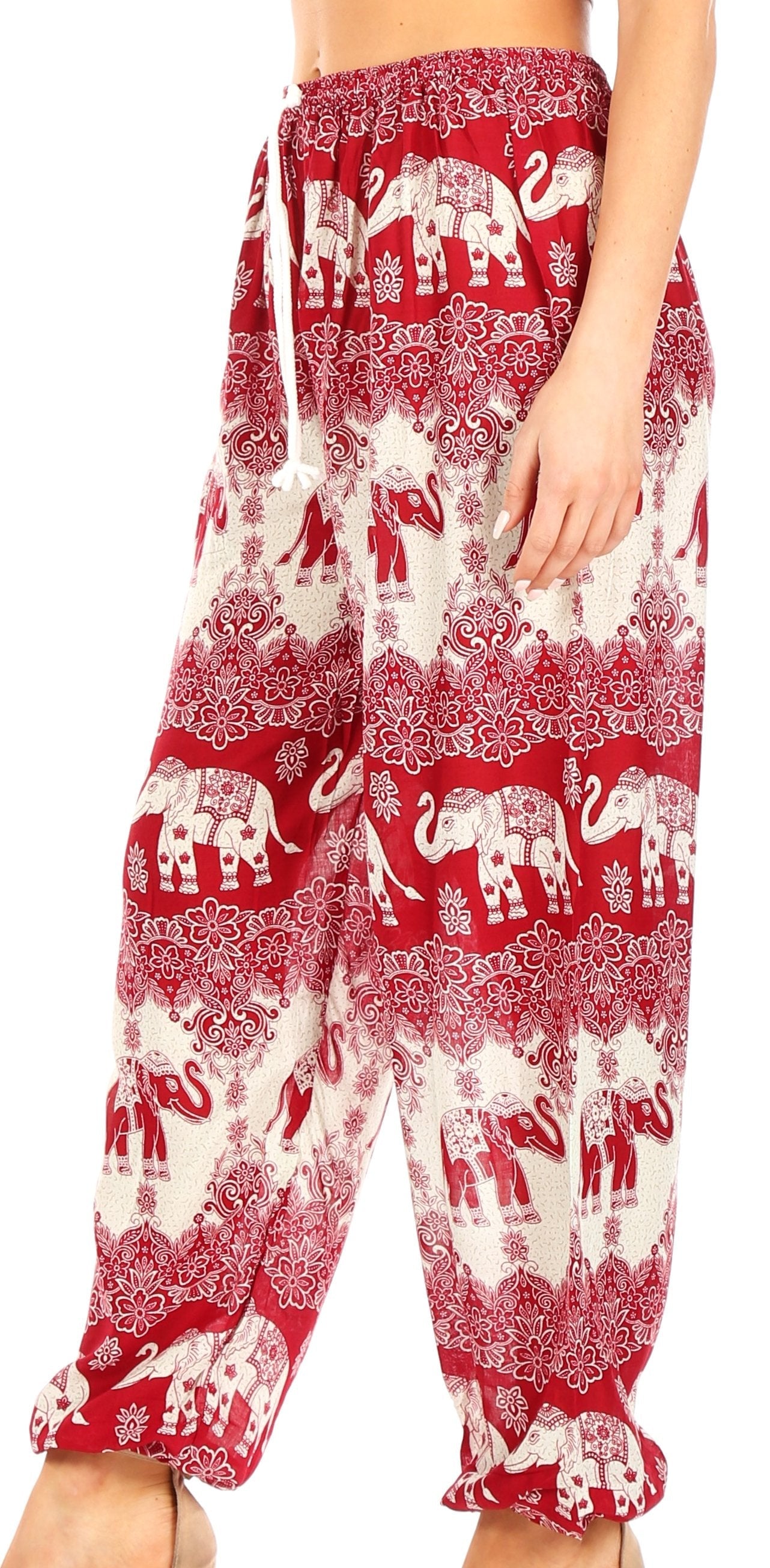 Pantalones de yoga Sakkas Akilla con estampado de elefante para mujer, cintura elástica y bolsillo