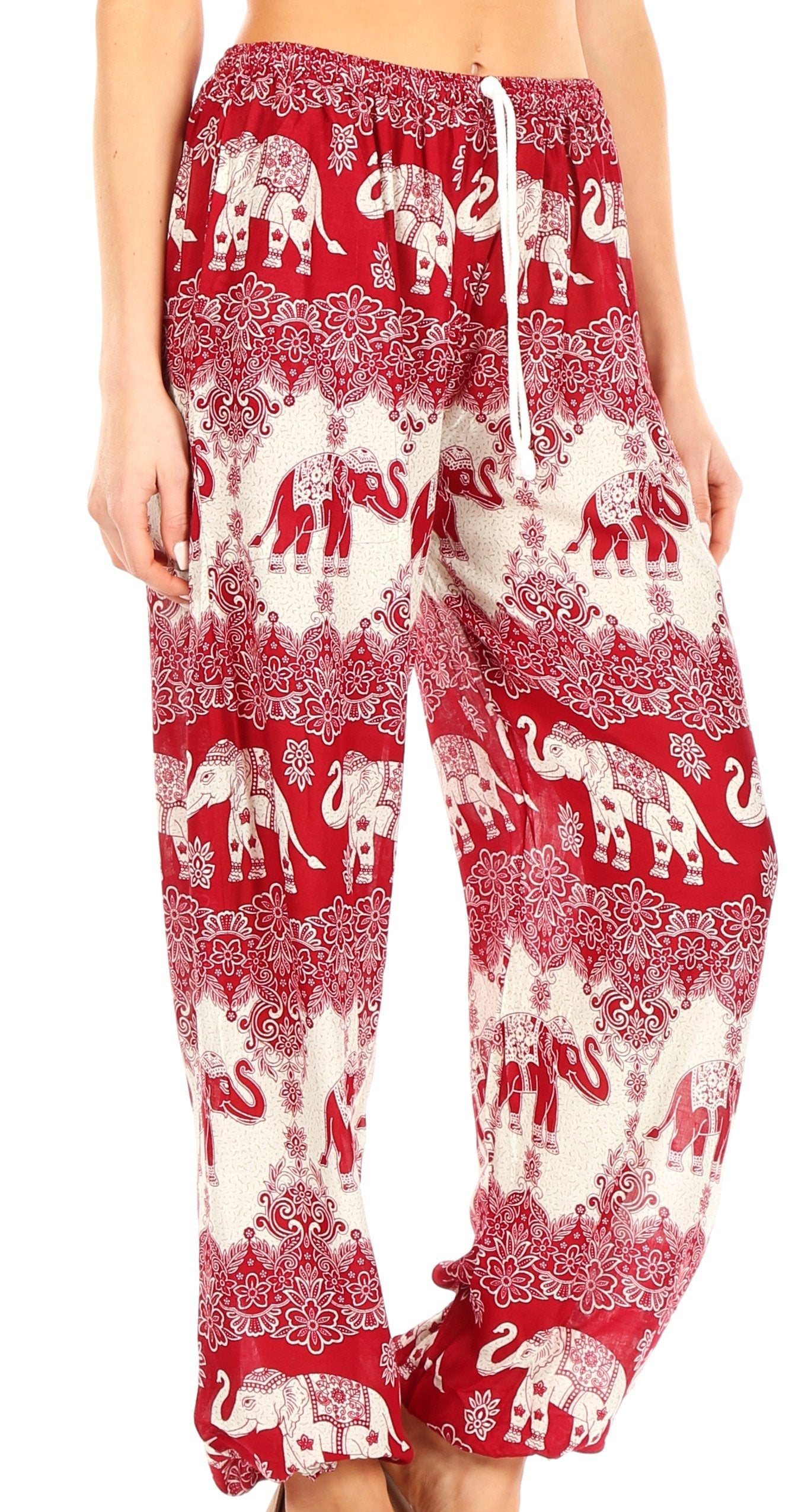 Pantalones de yoga Sakkas Akilla con estampado de elefante para mujer, cintura elástica y bolsillo