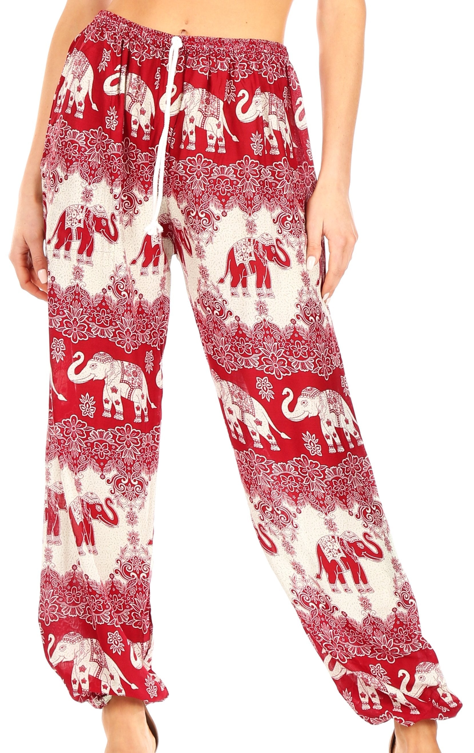 Pantalones de yoga Sakkas Akilla con estampado de elefante para mujer, cintura elástica y bolsillo