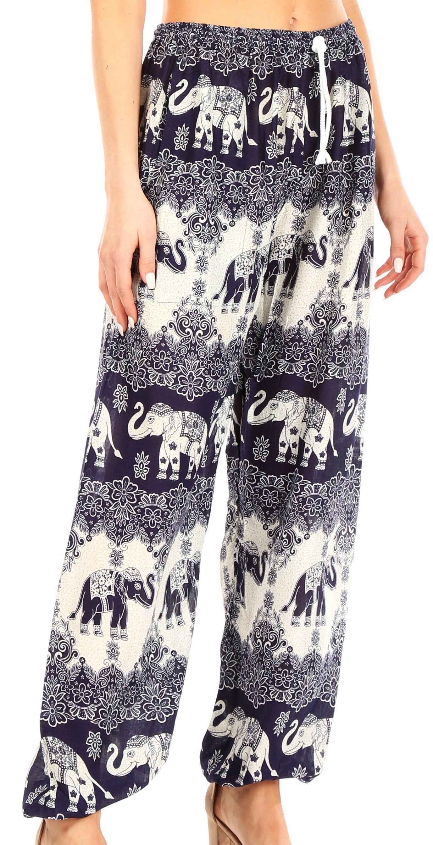 Pantalones de yoga Sakkas Akilla con estampado de elefante para mujer, cintura elástica y bolsillo