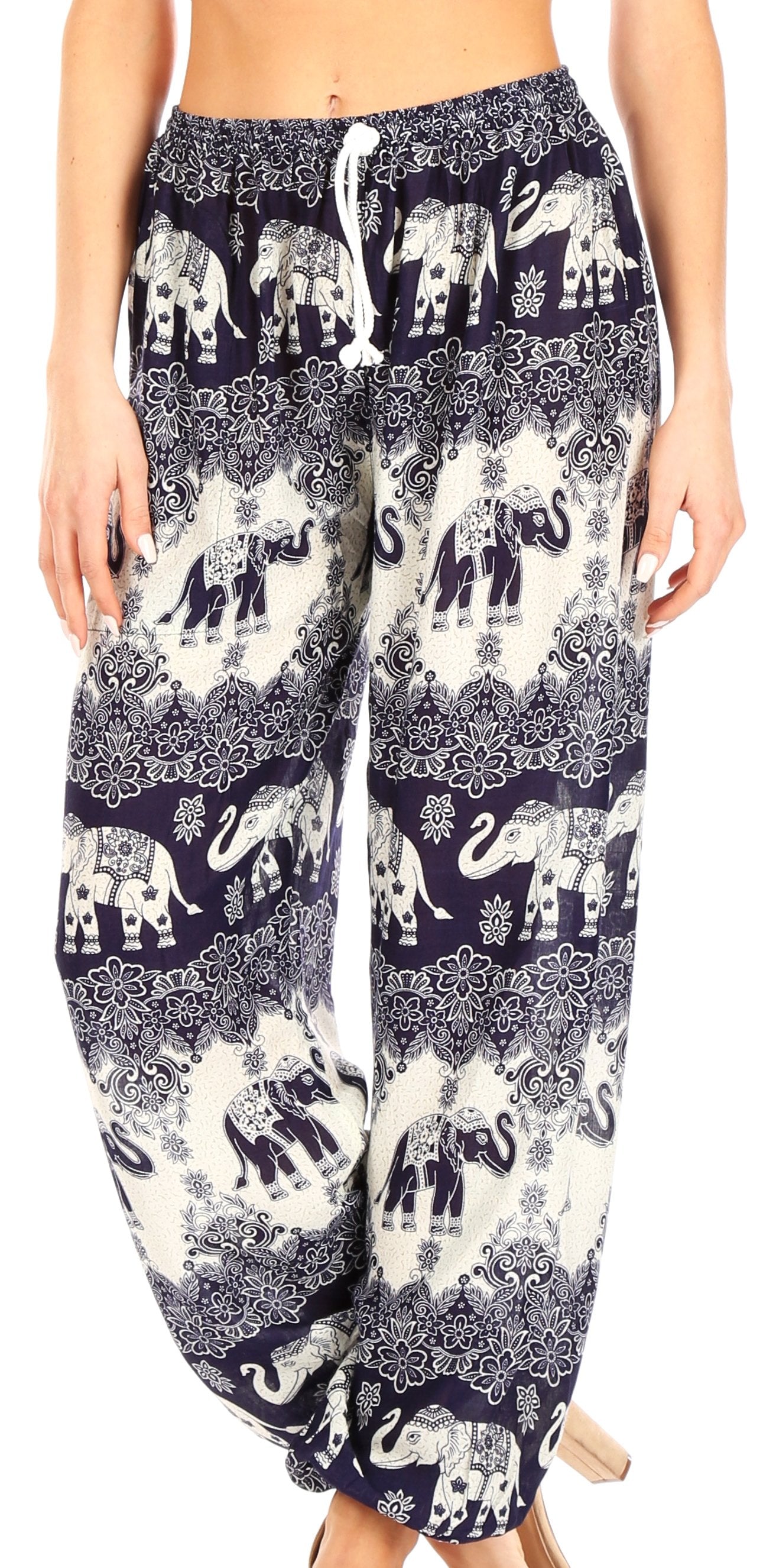 Pantalones de yoga Sakkas Akilla con estampado de elefante para mujer, cintura elástica y bolsillo