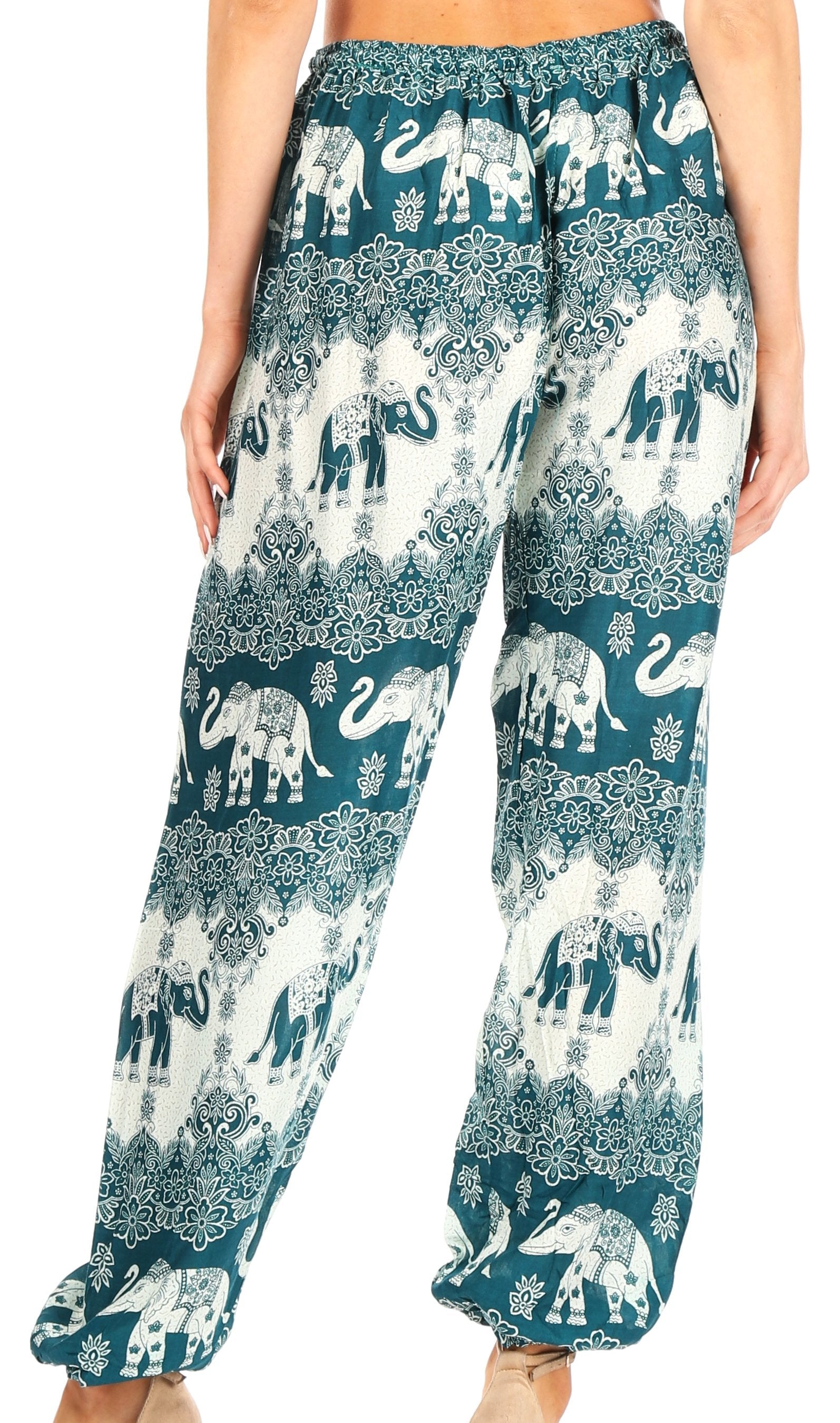 Pantalones de yoga Sakkas Akilla con estampado de elefante para mujer, cintura elástica y bolsillo
