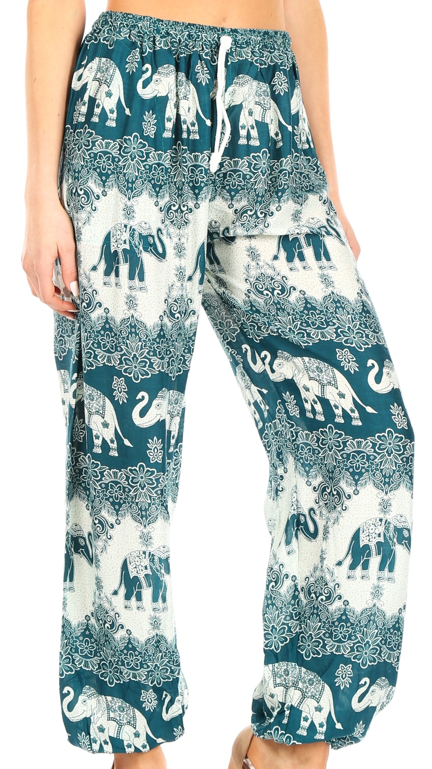 Pantalones de yoga Sakkas Akilla con estampado de elefante para mujer, cintura elástica y bolsillo