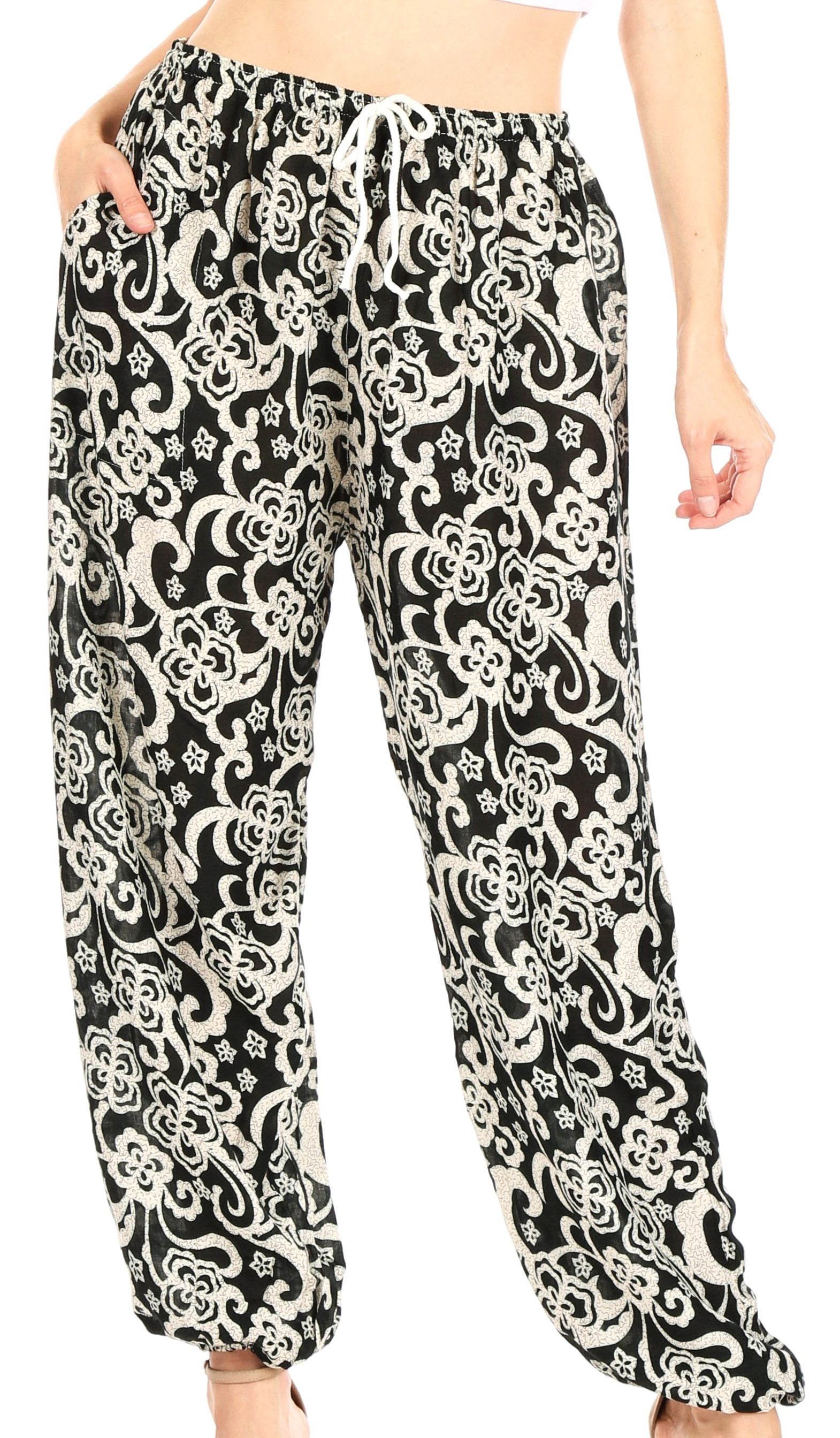 Pantalones de yoga Sakkas Akilla con estampado de elefante para mujer, cintura elástica y bolsillo