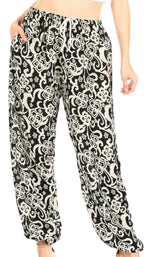 Pantalones de yoga Sakkas Akilla con estampado de elefante para mujer, cintura elástica y bolsillo
