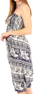 Mono holgado estilo harén bohemio para mujer de Sakkas Valdis, pantalones con estampado de elefante y elástico