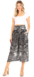 Pantalones Sakkas Lilja para mujer, holgados, anchos, con estampado de elefantes, cintura elástica y bolsillos
