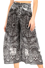 Pantalones Sakkas Lilja para mujer, holgados, anchos, con estampado de elefantes, cintura elástica y bolsillos