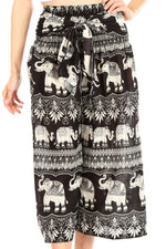 Pantalones Sakkas Lilja para mujer, holgados, anchos, con estampado de elefantes, cintura elástica y bolsillos