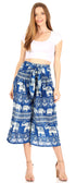 Pantalones Sakkas Lilja para mujer, holgados, anchos, con estampado de elefantes, cintura elástica y bolsillos