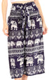 Pantalones Sakkas Lilja para mujer, holgados, anchos, con estampado de elefantes, cintura elástica y bolsillos