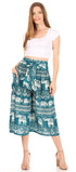 Pantalones Sakkas Lilja para mujer, holgados, anchos, con estampado de elefantes, cintura elástica y bolsillos