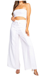 Conjunto de top de tubo bandeau y pantalón gaucho de pierna ancha para mujer Sakkas Samantha Palazzo Boho