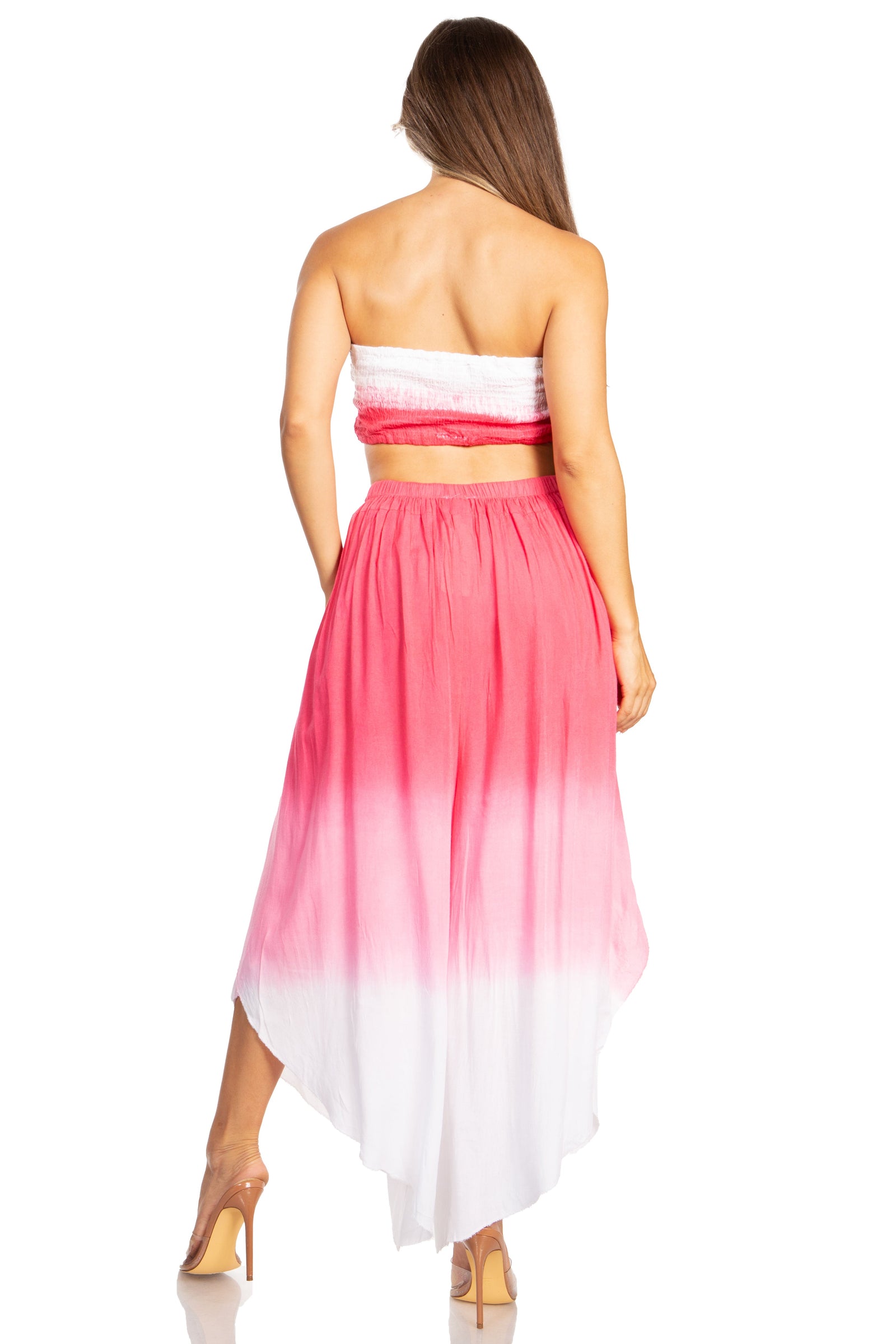 Conjunto de top de tubo bandeau y pantalón gaucho de pierna ancha para mujer de Sakkas Vanessa Palazzo Boho