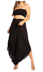 Conjunto de top de tubo bandeau y pantalón gaucho de pierna ancha para mujer de Sakkas Vanessa Palazzo Boho
