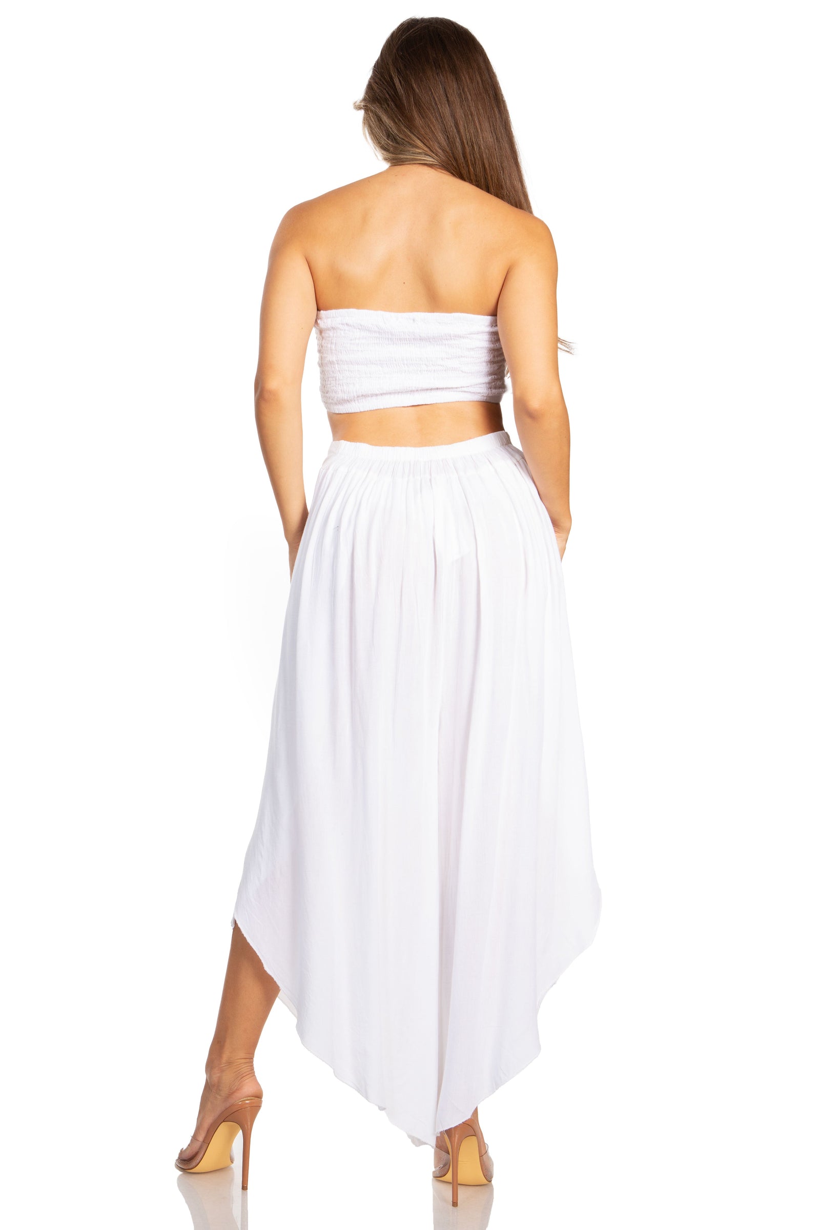 Conjunto de top de tubo bandeau y pantalón gaucho de pierna ancha para mujer de Sakkas Vanessa Palazzo Boho