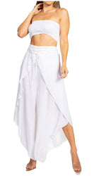 Conjunto de top de tubo bandeau y pantalón gaucho de pierna ancha para mujer de Sakkas Vanessa Palazzo Boho