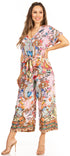 Mono bohemio informal para mujer Irise con mangas cortas, cuello en V y estampado floral (incluye bolsillos), de Sakkas