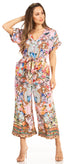 Mono bohemio informal para mujer Irise con mangas cortas, cuello en V y estampado floral (incluye bolsillos), de Sakkas