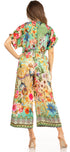 Mono bohemio informal para mujer Irise con mangas cortas, cuello en V y estampado floral (incluye bolsillos), de Sakkas