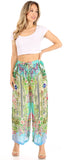 Pantalones palazzo acampanados de pierna ancha con estampado floral estilo bohemio e informal para mujer de Sakkas Anie