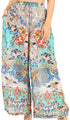 Pantalones palazzo acampanados de pierna ancha con estampado floral estilo bohemio e informal para mujer de Sakkas Anie