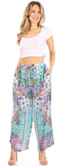 Pantalones palazzo acampanados de pierna ancha con estampado floral estilo bohemio e informal para mujer de Sakkas Anie