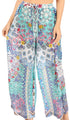 Pantalones palazzo acampanados de pierna ancha con estampado floral estilo bohemio e informal para mujer de Sakkas Anie
