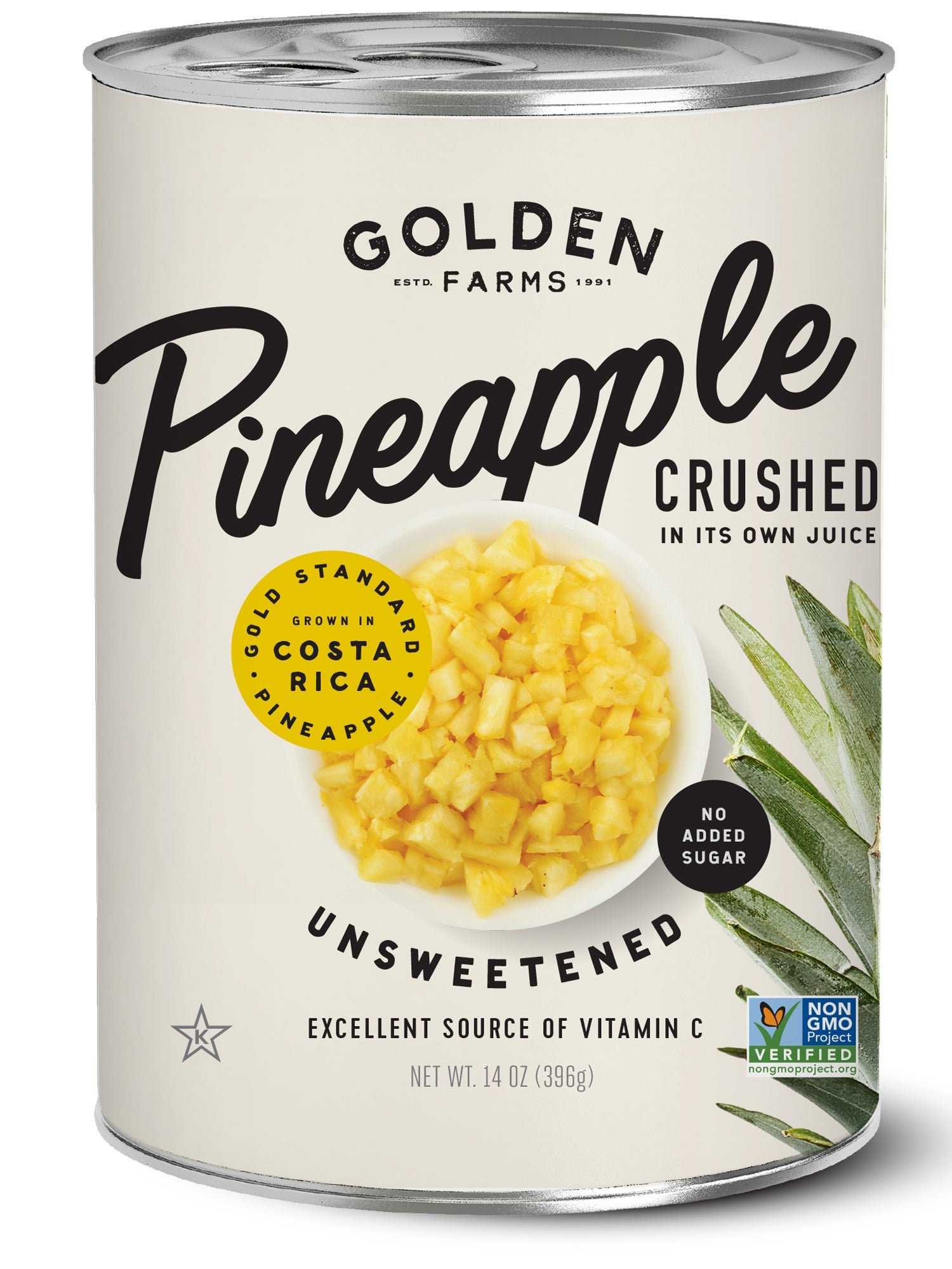 Golden Farms - Piña triturada, 14 oz (paquete de 12) - Cultivada en Costa Rica