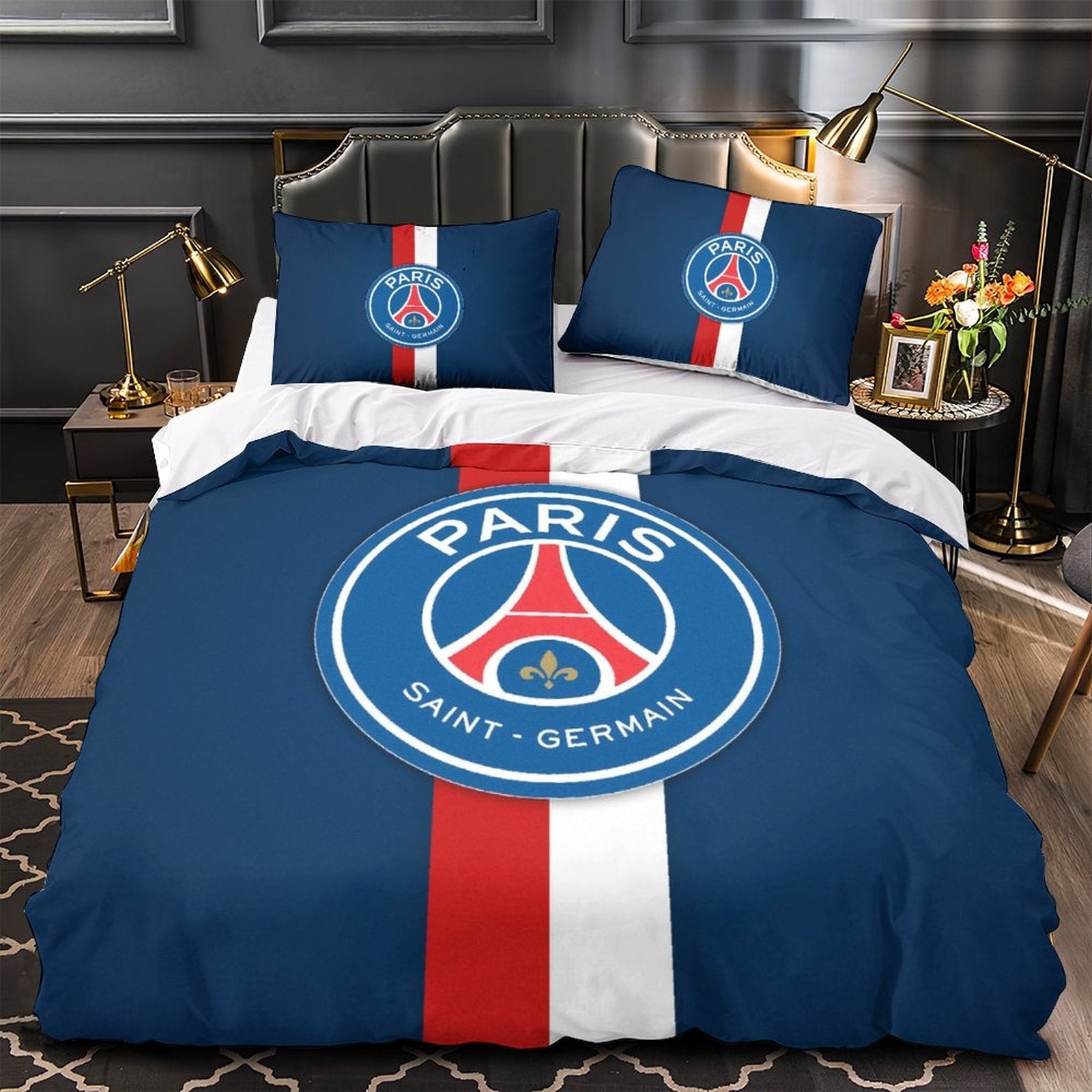 Juego de cama Paris Saint-Germain con funda de edredón y sin relleno